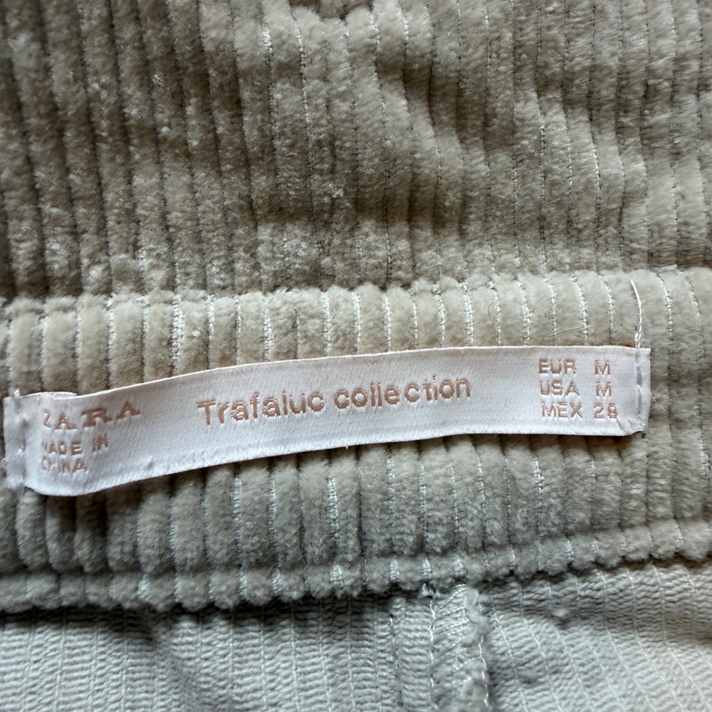 ZARA Corduroy Vneck Crop Overalls Neutral Light Greige M Academia Preppy Y2K - Picture 9 of 9
